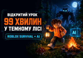 Відкритий урок: створення власної гри "99 хвилин у темному лісі: Roblox Survival" з AI