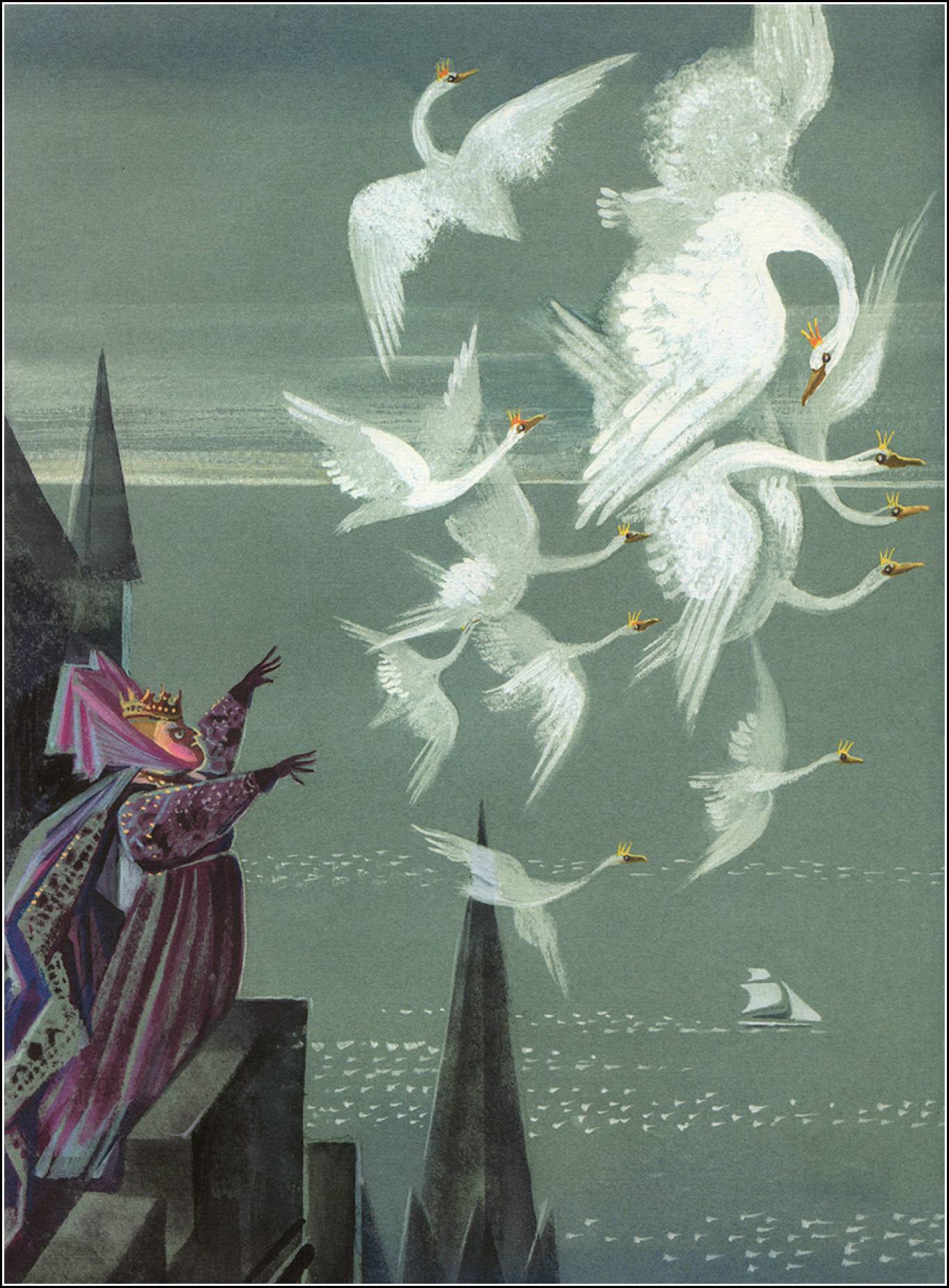 Крапива лебедь. Дикие лебеди Ханс Кристиан Андерсен книга иллюстрации.