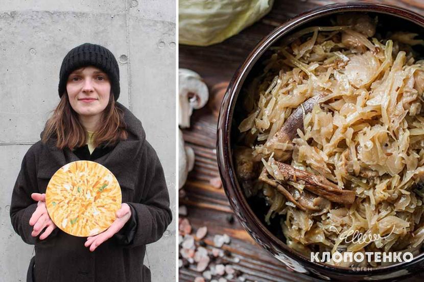 Наталя Русецька, Капуста 2021 р. (дошка, левкас, жовткова темпера)