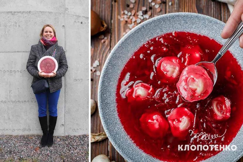 Оля Кравченко, Борщ, 2021 (дошка, лавкас, золочення, темпера)